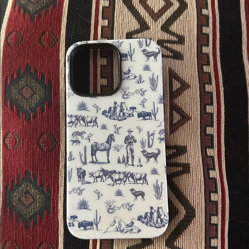 Blue and White Western Pattern Phone Case